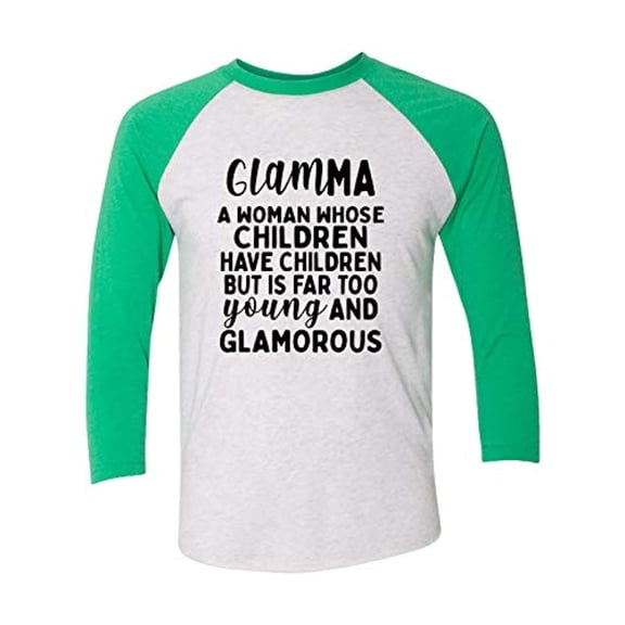 Trenz Shirt Company Funny Glamma Ladies Baseball Tee-Green-Small