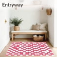 thumbnail image 3 of ODIKA 5'x7' Machine Washable Non-Slip Area Rug, Checkerboard Welcome Accent Festive Grid Motif High Traffic Rug, Pink, 508409, 3 of 5