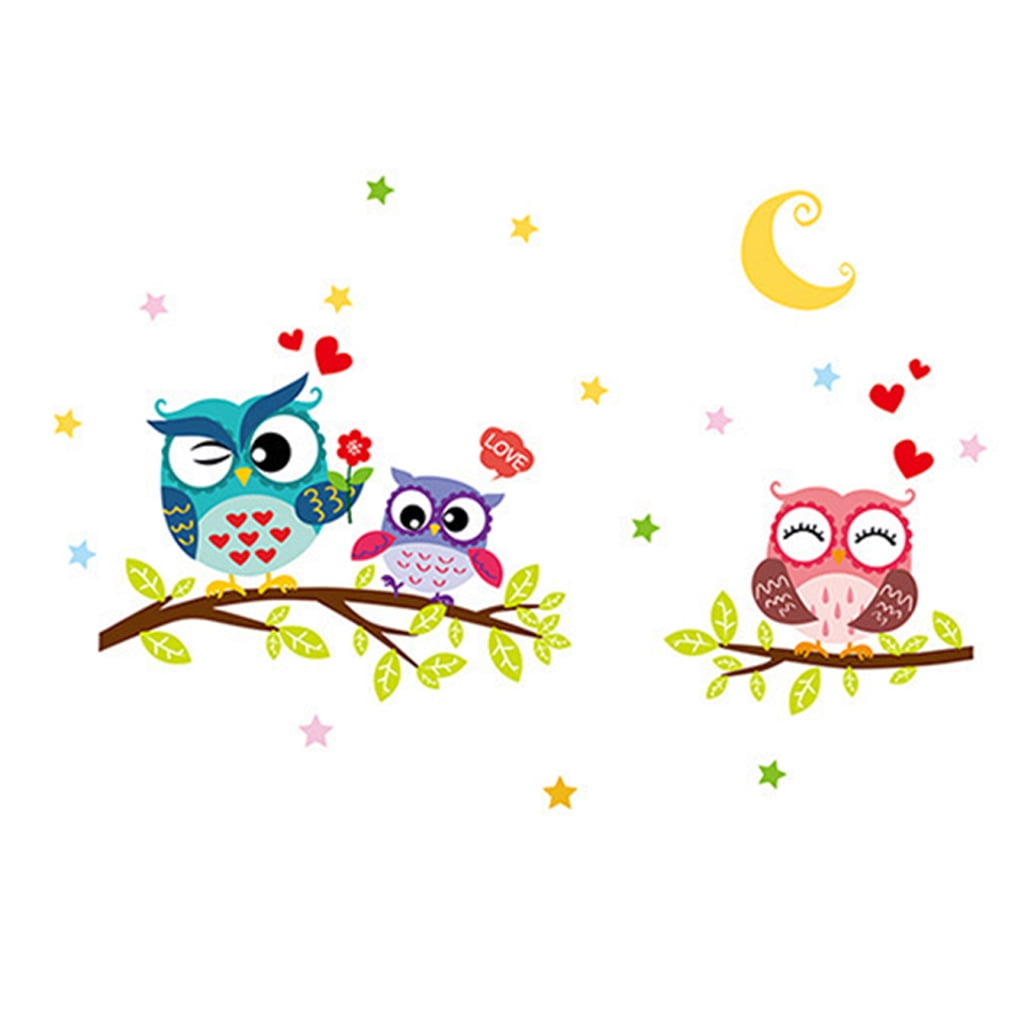 Owl Tree Cartoon Animal Removable Wall Stickers for Kids Rooms Home Decor Decal DIY Crafts