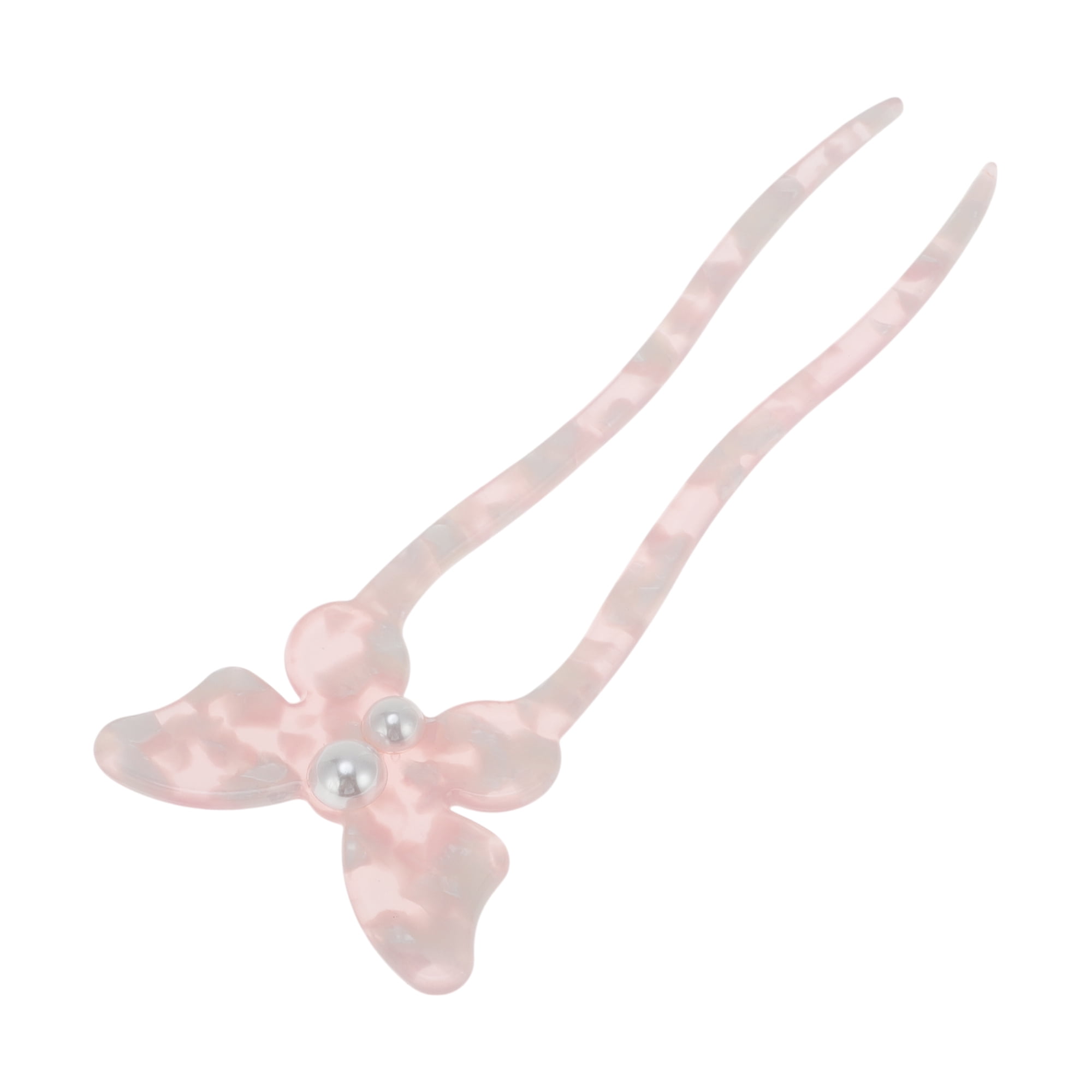 Unique Bargains Simple Comfortable No Slip Butterfly Hair Forks for Women 1 Pc Pink