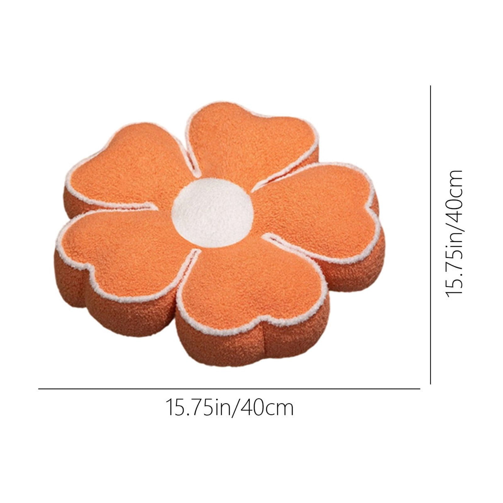 Flower Shaped Pillow Daisy Pillows Floor Cushion Pastel Cute Seat Cushions Aesthetic Classroom Dorm Decorative Fun Throw Pillow for Bed,Couch(Orange,15.7")