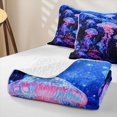 thumbnail image 4 of jejeloiu Neon Jellyfish Print Twin Quilt Set,Ocean Theme Twin Coverlet Set For Boys,Blue Purple,2 Pieces, 4 of 7