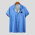 thumbnail image 2 of WREESH Men's Button Down Shirts Comfortable Short Sleeve Turndown Collar with Solid Print, Featuring Men's Tropical Tops Blue, 2 of 5