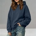thumbnail image 6 of Loose Fit Hoodie for Women,Oversized Solid Color Long Sleeve Pullover Casual Basic Sweatshirts,Campus School Daily Wear, 6 of 6