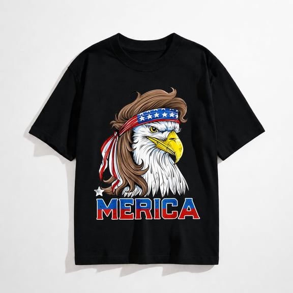 Merica Eagle Mullet 4th of July Men Women American Flag USA T-Shirt