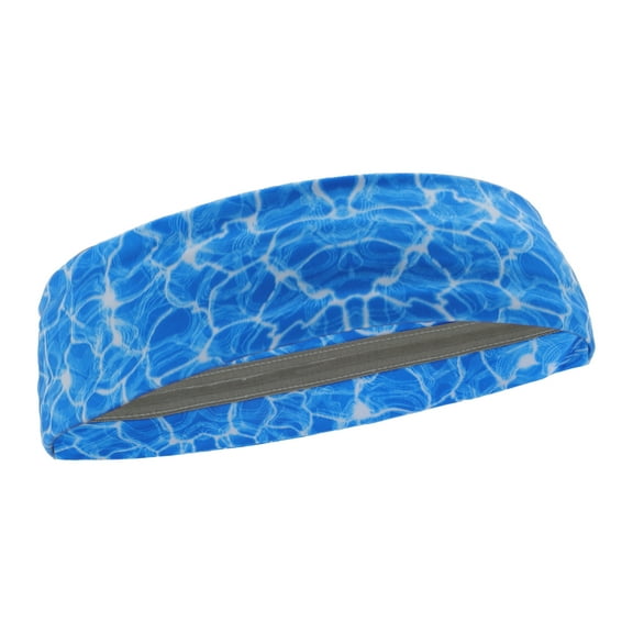 Unique Bargains 1 Pc Breathable Headband Printed Sweat Headband for Sport Lake Blue