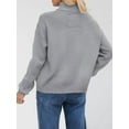 thumbnail image 3 of Womens Button Down Cardigan Sweaters Open Front Stand Collared Fall Fashion 2025 V Neck Outerwear Sweater Jacket Grey L, 3 of 4