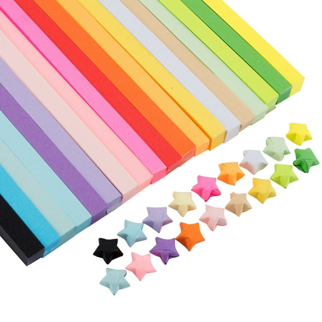 4050 piezas de tiras de papel plegables de origami de color sólido con papel de pentagrama de la suerte para manualidades de bricolaje (27 colores)