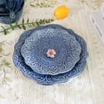 thumbnail image 4 of Sungmor Vajilla fina de gres en relieve, juego de 2 platos estilo barroco antiguo: plato ensalada 8.5" y plato cena 11". Sofisticadas bandejas/plat. de cerámica para deco de mesa., 4 of 6