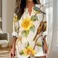 thumbnail image 2 of YUGYXL Womens V-Neck Long Length Sleeve Vintage Floral Print Boho Tops Casual Fall Holiday Blouse Vacation Clothes Yellow XL, 2 of 5