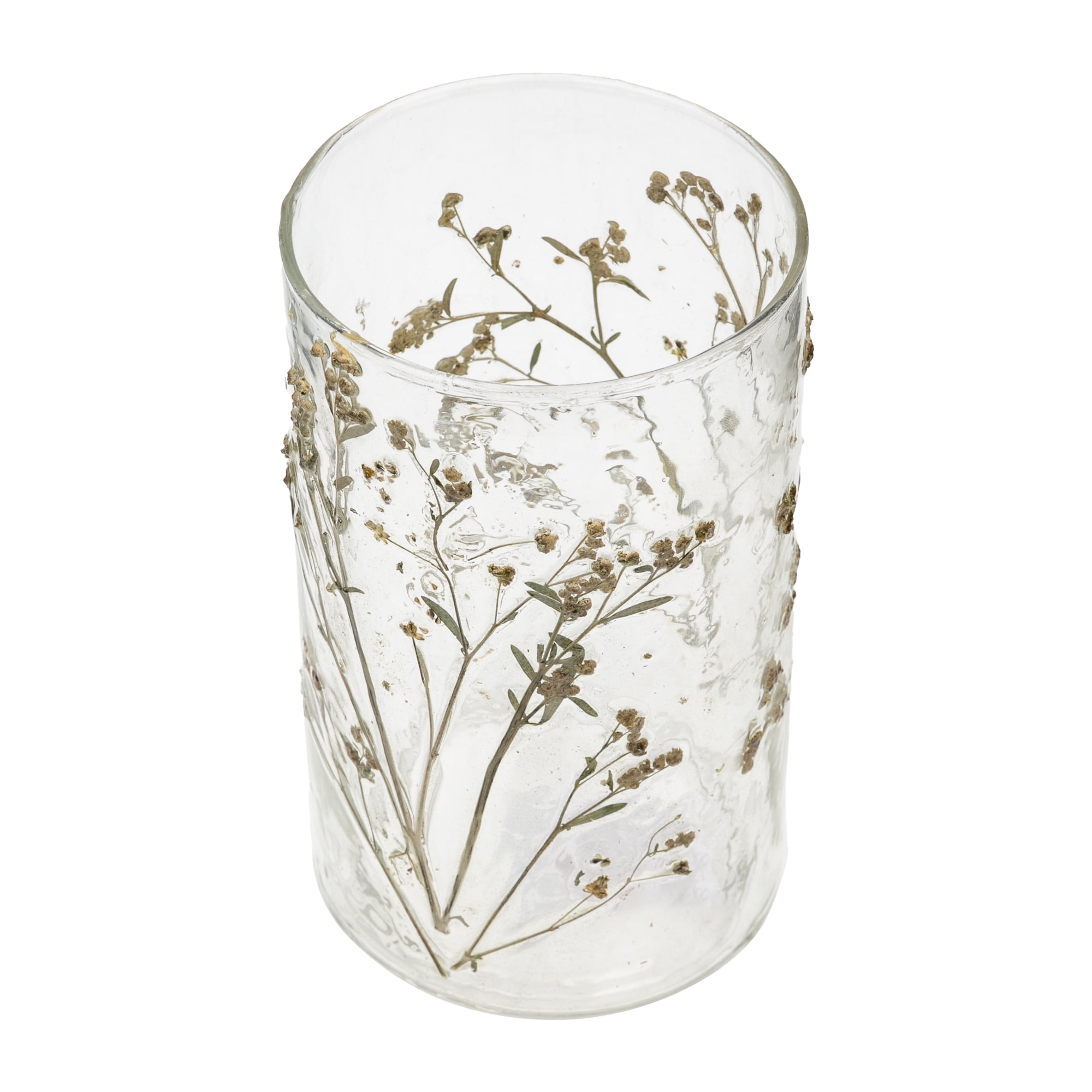 Mainstays Decorative Dried Floral Glass Vase, 7.75"