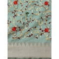 thumbnail image 5 of Turquoise Floral Embroidered Silk Cotton Saree - 23285528, 5 of 7