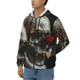 thumbnail image 3 of Vsdgher Realistic Rose Skull Mens Hoodies Zip Hoodie, Hoodies for Men, Zip-up Hooded Sweatshirt-Medium, 3 of 5