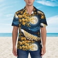 thumbnail image 2 of Fotbe Moonlit Golden Tree Peacock Hawaiian Shirt for Men Unisex Summer Beach Casual Short Sleeve Cotton Linen Button Down Shirts-XX-Large, 2 of 5