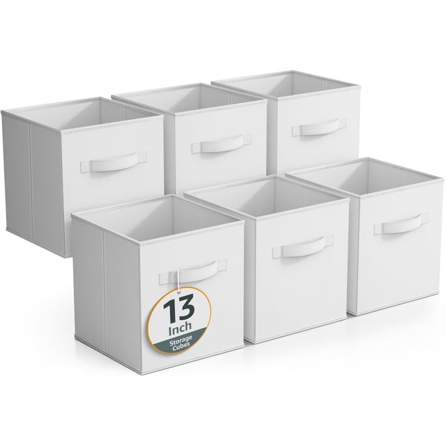 Sorbus Cubos de Almacenamiento de Tela - 6 Contenedores Plegables para Organizar la Despensa, Cubículos, Juguetes, Ropa y Armario - Cestas de 13 Pulgadas para Estantes con Asa