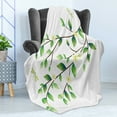 thumbnail image 4 of Dragonfly Soft Flannel Fleece Blanket, Leaves with Little Dragonflies and Jasmine Environmental Botanical Illustration, Cozy Plush for Indoor and Outdoor Use, 70" x 90", Green White, by Ambesonne, 4 of 5