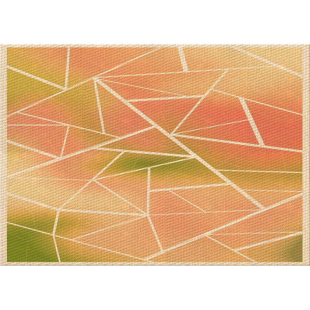 Ahgly Company Machine Washable Indoor Rectangle Transitional Yellow Orange Area Rugs, 7' x 10'
