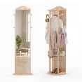thumbnail image 1 of Costway Full Length Mirror Coat Rack Solid Wood Standing Mirror w/Clothes Hanger, 1 of 10