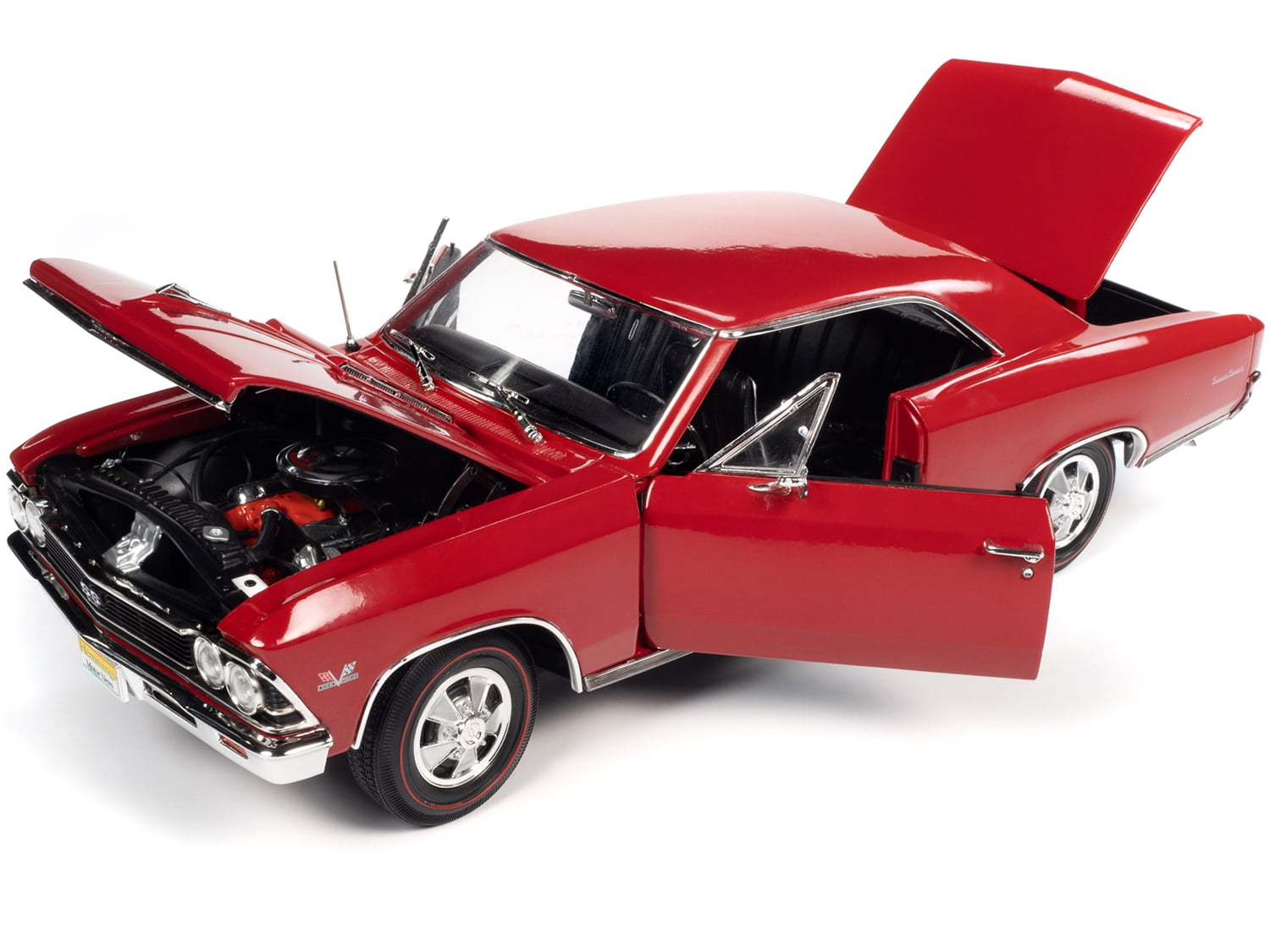 Autoworld AMM1233 1966 Chevrolet Chevelle SS 396 Hardtop Regal Red Hemmings  Motor News Magazine Cover Car April 2013 1 by 18 Diecast Model Car