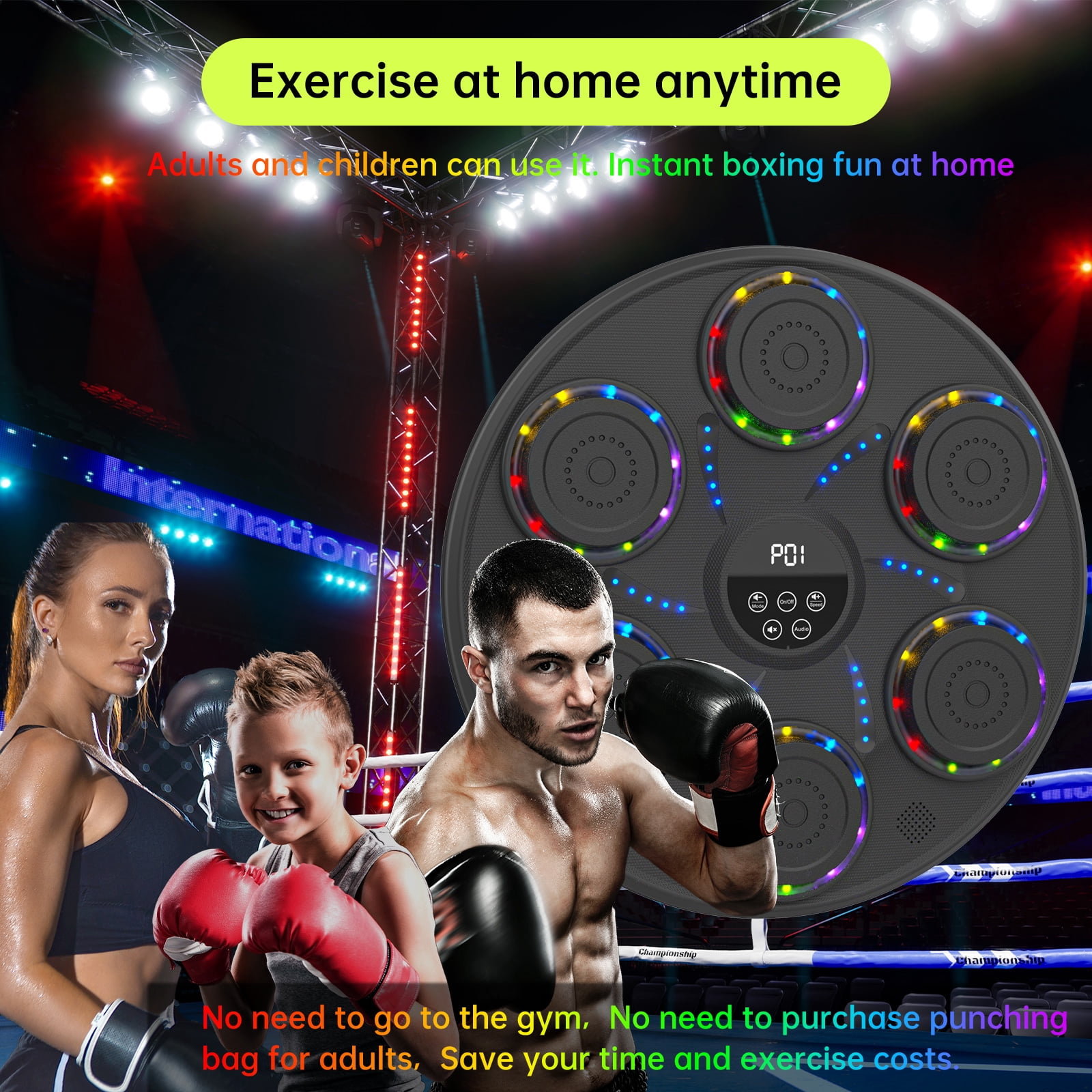 VASDEV Music Boxing Machine Smart Bluetooth Boxing Equipment for Adults and Kids Home Gym Workout Exercise（2 Pairs of Gloves，Delivery within 5 days