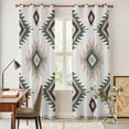 thumbnail image 4 of Sage Green Aztec Kitchen Curtains 84 Inch Length, Southwest Boho Ethnic Chic Motifs Grommet Top Bedroom Living Room Curtains, Light Filtering Cafe Curtain Drapes 2 Panels Set 84''x84'', 4 of 9