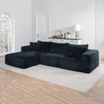 thumbnail image 2 of 110" Modular Cloud Sectional Sofa with Chaise, Deep Seat L Shape Couch, Oversized Modern Modular Sofa, Upholstered Boneless Sectional, Soft Corduroy Fabric, Black, 2 of 12