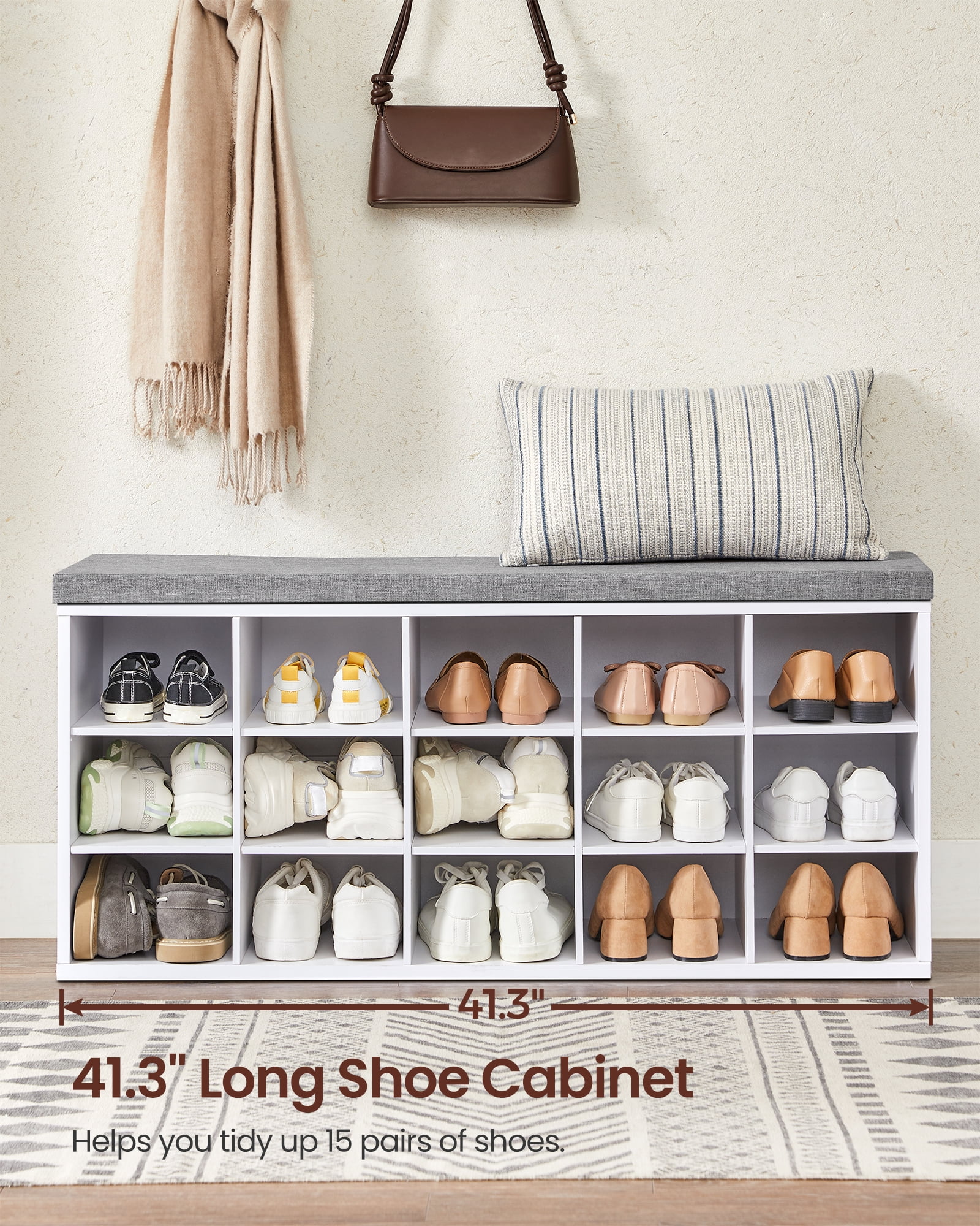 Vasagle shoe bench with cushion discount