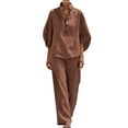 thumbnail image 5 of Purcolt 2 Piece Outfits for Women Summer Cotton Linen Matching Set V Neck Sleeveless Top Wide Leg Pants Casual Vacation Beach Travel Outfit, 5 of 9