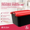 thumbnail image 2 of Life Story 55 Qt Stackable Storage Bin, Heavy Duty Lidded Container, Black/Red, 6 Pack, 2 of 7