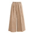 thumbnail image 6 of Women's Plaid Wide Leg Capri Pants High Waisted Elastic Waist Casual Cropped Pants with Pockets, 6 of 6