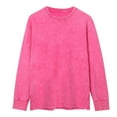 thumbnail image 2 of Momasggi Men's Crewneck Sweatshirt Vintage Oversized Distressed Washed Pullover Tops Loose Casual Fall Long Sleeve Sweatshirts Hot Pink L, 2 of 7