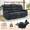 thumbnail image 5 of Korser 3-Seater Recling Couch with Cup Holders and Recessed Power Strip Recliner Loveseat with Console Recliner Sofa with Pull-Down Table,Black, 5 of 7