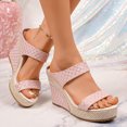 thumbnail image 4 of Wedge Sandals for Women Baeitkot Women Casual Round Head Comfy Slippers Wedge Heel Shoes, 4 of 9