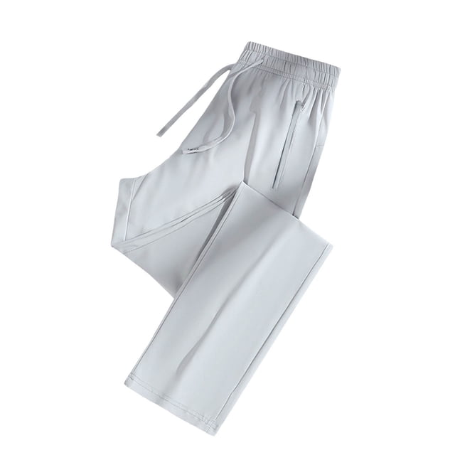 MIASHUI Unisex Summer Cooling Wide Leg Sweatpants Drawstring Waist Lounge Joggers Lightweight Breathable Pant Light Gray,L