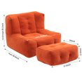 thumbnail image 6 of Fluffy Bean Bag Chair with Ottoman, Large Lazy Sofa with Memory Foam, Padded Floor Sofa with Footstool, Lazy Lounge Chair with Backrest for Living Room, Bedroom, Gaming Room, Orange Red, 6 of 9