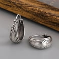 thumbnail image 4 of Vintage Boho Chunky Hoop Earrings for Women 925 Sterling Silver Plated Hoop Earrings Lightweight Oval Hoop Earrings Engraved Flower Dangle Earring Fashion Textured Design Earrings, 4 of 4