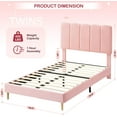 thumbnail image 2 of COZONY Twin Bed Frame with Velvet Upholstered Headboard and Sturdy Wood Slats Support,76.9*40.9*42.1", Pink Upholstered Bed Frame, No Box Spring Needed, Noise-Free, Easy to Assemble., 2 of 8