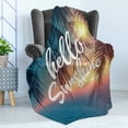 thumbnail image 4 of Hello Sunshine Soft Flannel Fleece Blanket, Dreamy Tropical Beach with Abstract Sunset and Palm Trees Summertime Romance, Cozy Plush for Indoor and Outdoor Use, 70" x 90", Multicolor, by Ambesonne, 4 of 5