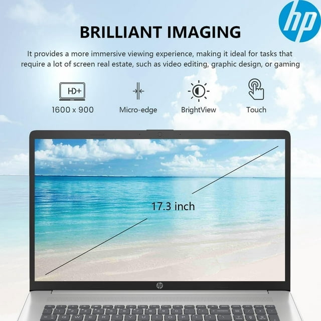 Newest HP 17 Laptop,17.3" HD Touchscreen Laptop,Intel Core i7-1355U 10 Cores,64GB RAM,2TB SSD,Intel Iris Xe Graphics,Webcam,HDMI,Wi-Fi 6 ,Bluetooth , Backlit Keyboard,Windows 11 Pro,Silver