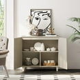 thumbnail image 2 of WAMPAT Modern 3-Compartment Sideboard Buffet Cabinet with Shelves & Doors, Wooden Coffee Bar Storage for Dining Room, Living Room, Hallway, Beige - 35.4 Inches, 2 of 7