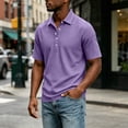 thumbnail image 2 of IhhxPro Men's Short Sleeve Collared Shirt with Button Detail Solid Color Button-Up Tee Casual Summer Lightweight Cotton Fit Office Golf S-2XL, 2 of 6