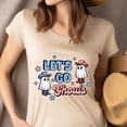 thumbnail image 4 of Let’s Go Ghouls Shirt Pastel Ghost Cowgirl Halloween Graphic Tee Unisex, Ash, Size M, 4 of 6