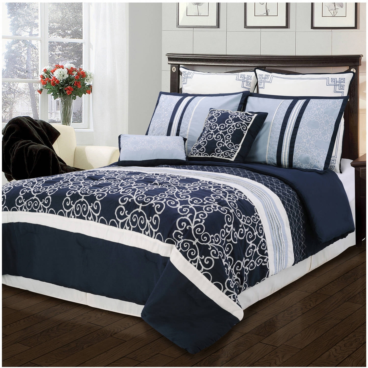 Impressions Early Embroidered 8Piece Bedding Set