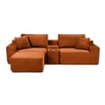 thumbnail image 3 of Modular Sectional Sofa,Deep Seat Corduroy Cloud Couch with Cup Holders, USB Ports& Storage Box, Sleeper Sofa Couch Boneless Couches with Movable Ottoman for Living Room, No Assembly Required(Orange), 3 of 9