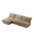 thumbnail image 4 of Miekor Furniture Slipcovered 3 Seater Armless Modern Upholstered Modular Armless Sectional with Reversible Ottoman,Sectional Sofa Couch Armless Sofa Couch Free Combination,Camel Corduroy Fabric 10757, 4 of 12