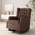thumbnail image 2 of GDF Studio Amedou Contemporary Faux Leather Tufted Wingback Rocking Chair, Dark Brown, 2 of 8
