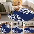 thumbnail image 5 of Round Rugs 5Ft, Coral Navy Blue Round Area Rug Washable Indoor Throw Carpet, Coastal Ocean Marine Nautical Beach Soft Non Slip Circle Rug for Cabinet Bathroom Home Decor Aesthetic, 5 of 8