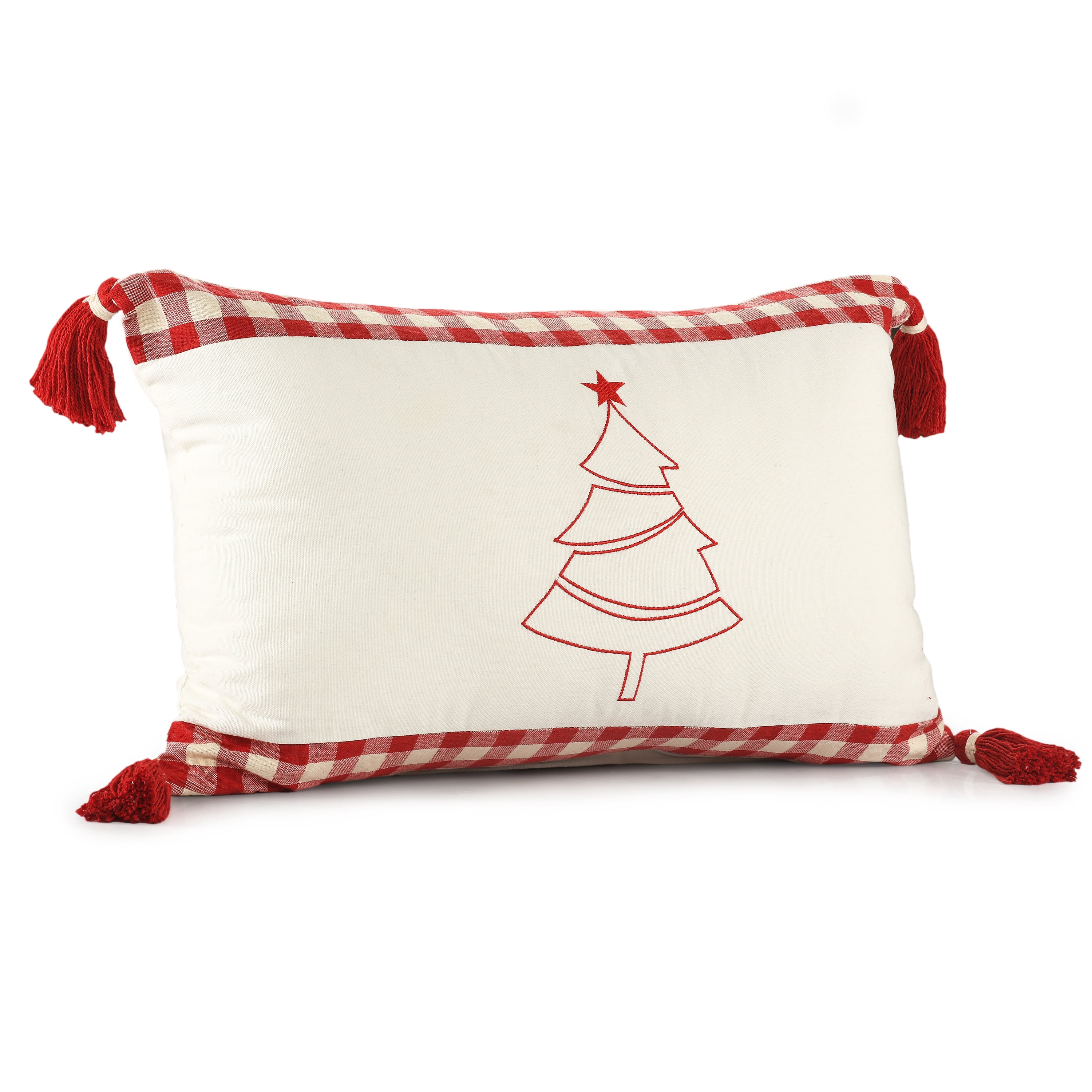 Harlow Hill 16" x 24" White/Red Plaid Cotton Adult Decorative Throw Pillow Cover