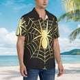 thumbnail image 3 of Fotbe Gold Spider On The Web Camisa Hawaiana para Hombre Unisex – Camisa Casual de Verano con Botones de Manga Corta de Algodón y Lino,Small, 3 of 7