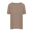 thumbnail image 6 of Olyvenn Womens T Shirts Lace Tops Fashion Short Sleeve Trendy Business Casual Dressy Knitted Summer Clothes 2025 Khaki M, 6 of 7